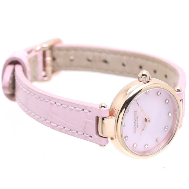 Coach Hayley Mother of Pearl Pink Dial Pink Leather Strap Watch for Women - 14503537 Buy Now By Coach