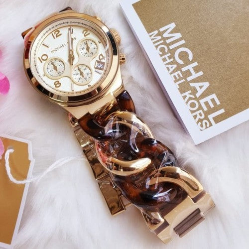 Michael Kors Runway Gold Dial Two Tone Steel Strap Watch for Women - MK4222 Buy Now By Michael Kors
