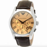 Emporio Armani Valente Chronograph Amber Dial Brown Leather Strap Watch For Men - AR1634 Buy Now By Emporio Armani