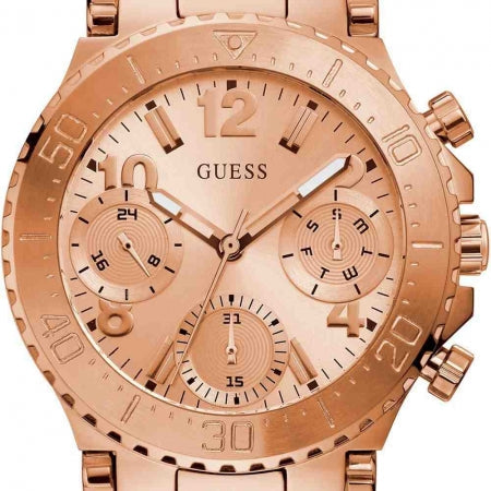 Guess Cosmic Chronograph Rose Gold Dial Rose Gold Steel Strap Watch for Women - GW0465L2 Buy Now By Guess