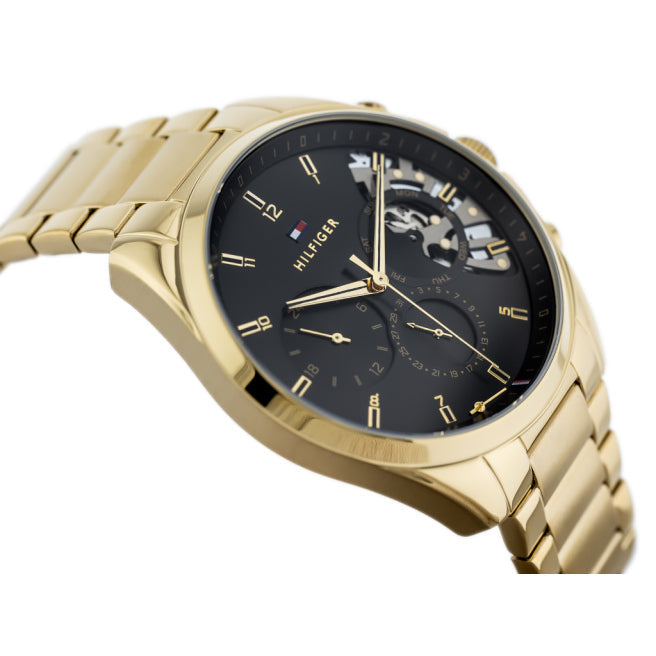 Tommy Hilfiger Baker Chronograph Black Dial Gold Steel Strap Watch for Men - 1710447 Buy Now By Tommy Hilfiger