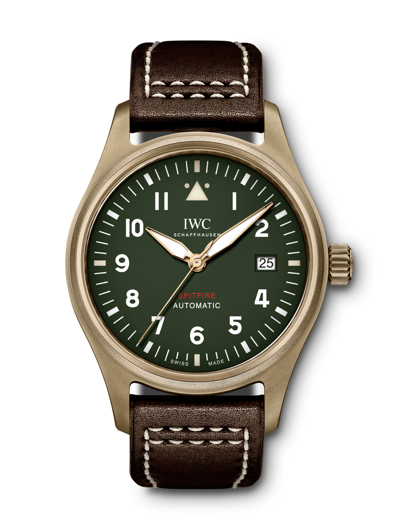IWC Pilot's Watch Automatic Spitfire Green Dial Brown Leather Strap Watch for Men - IW326802 Buy Now By IWC