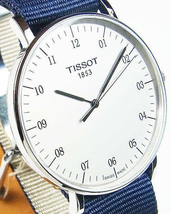 Tissot T Classic Everytime Large White Dial Blue NATO Strap Watch For Men - T109.610.17.037.00 Buy Now By Tissot