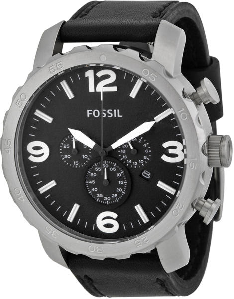 Fossil Nate Chronograph Black Dial Black Leather Strap Watch for Men - JR1436 Buy Now By Fossil