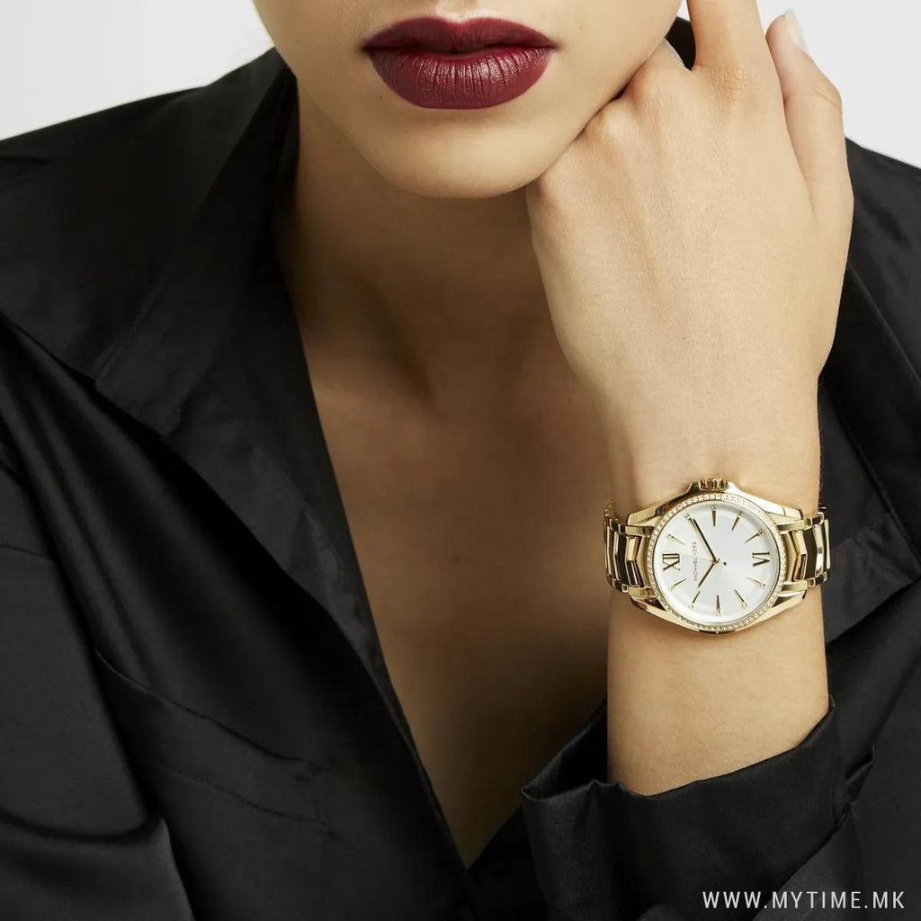 Michael Kors Whitney Three-Hand White Dial Gold Steel Strap Watch For Women - MK6693 Buy Now By Michael Kors