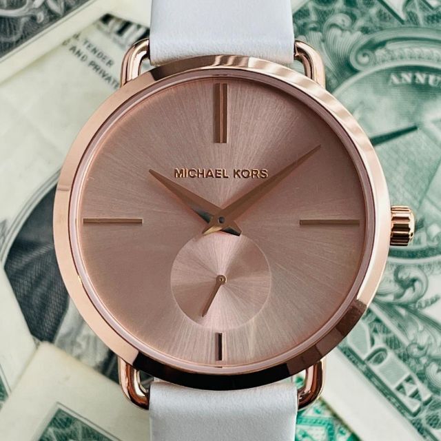 Michael Kors Portia Rose Gold Dial White Leather Strap Watch For Women - MK2660 Buy Now By Michael Kors