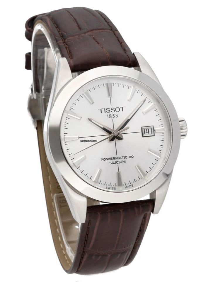 Tissot Gentleman Powermatic 80 Silicium Silver Dial Brown Leather Strap Watch For Men - T127.407.16.031.01 Buy Now By Tissot