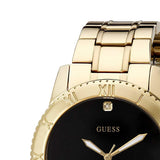 Guess Classic Diamonds Black Dial Gold Steel Strap Watch for Men - W0416G2 Buy Now By Guess