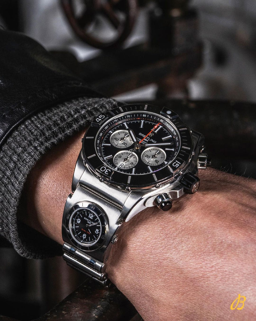 Breitling Super Chronomat B01 44 Black Dial Black Rubber Strap Watch for Men - AB0136251B2S1 Buy Now By Breitling