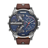 Diesel Mr Daddy Chronograph Blue Dial Brown Leather Strap Watch For Men - DZ7314 Buy Now By Diesel