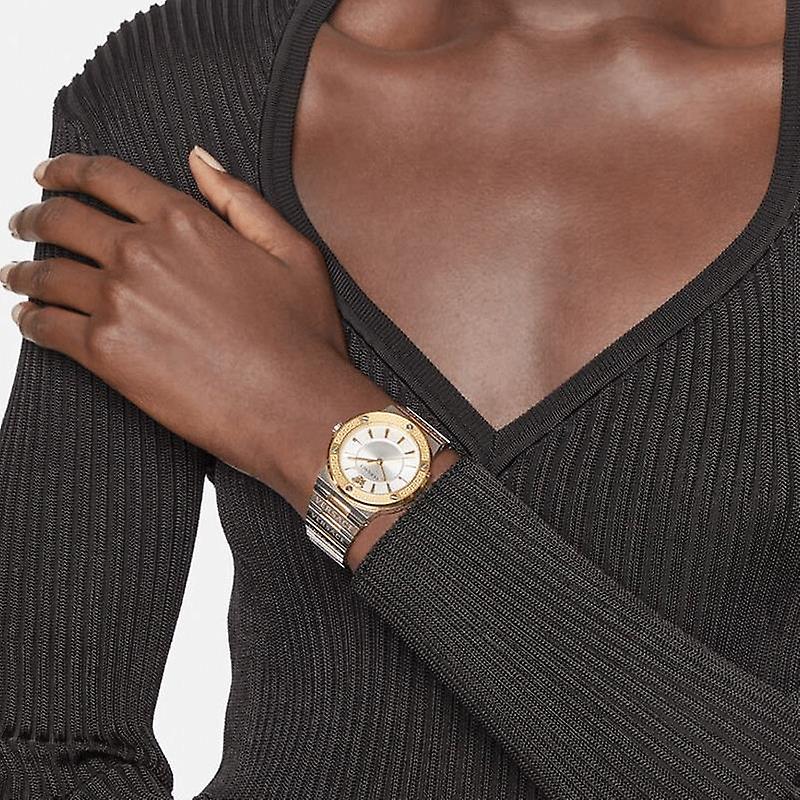 Versace Hellenyium Green Dial Two Tone Steel Strap Watch for Women - VEVH00620 Buy Now By Versace