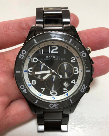 Marc Jacobs Rock Chronograph Limited Edition Gray Dial Gray Steel Strap Watch for Women - MBM5025 Buy Now By Marc Jacobs