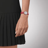 Tissot Bellissima Small Lady Diamonds Mother of Pearl Dial Red Leather Strap Watch For Women - T126.010.66.113.00 Buy Now By Tissot