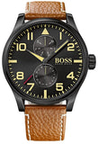 Hugo Boss Aeroliner Maxx Chronograph Black Dial Brown Leather Strap Watch For Men - HB1513082 Buy Now By Hugo Boss