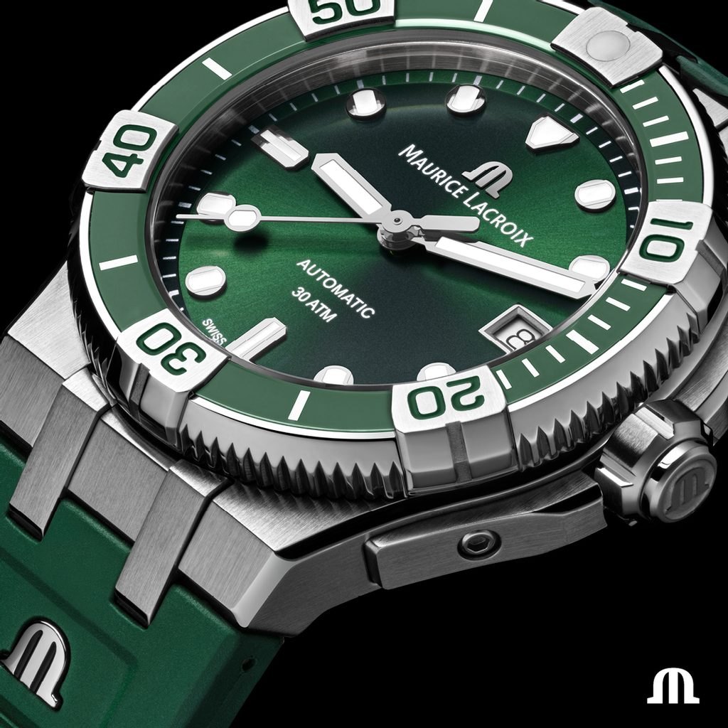Maurice Lacroix Aikon Venturer Green Dial Green Rubber Strap Watch for Men - AI6057-SSL50-630-5 Buy Now By Maurice Lacroix