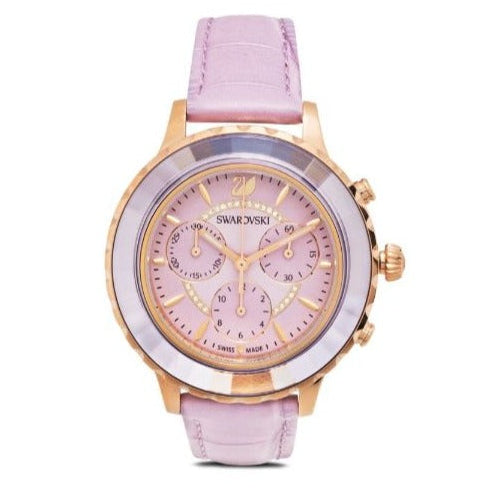 Swarovski Octea Lux Chrono Purple Dial Purple Leather Strap Watch for Women - 5632263 Buy Now By Swarovski