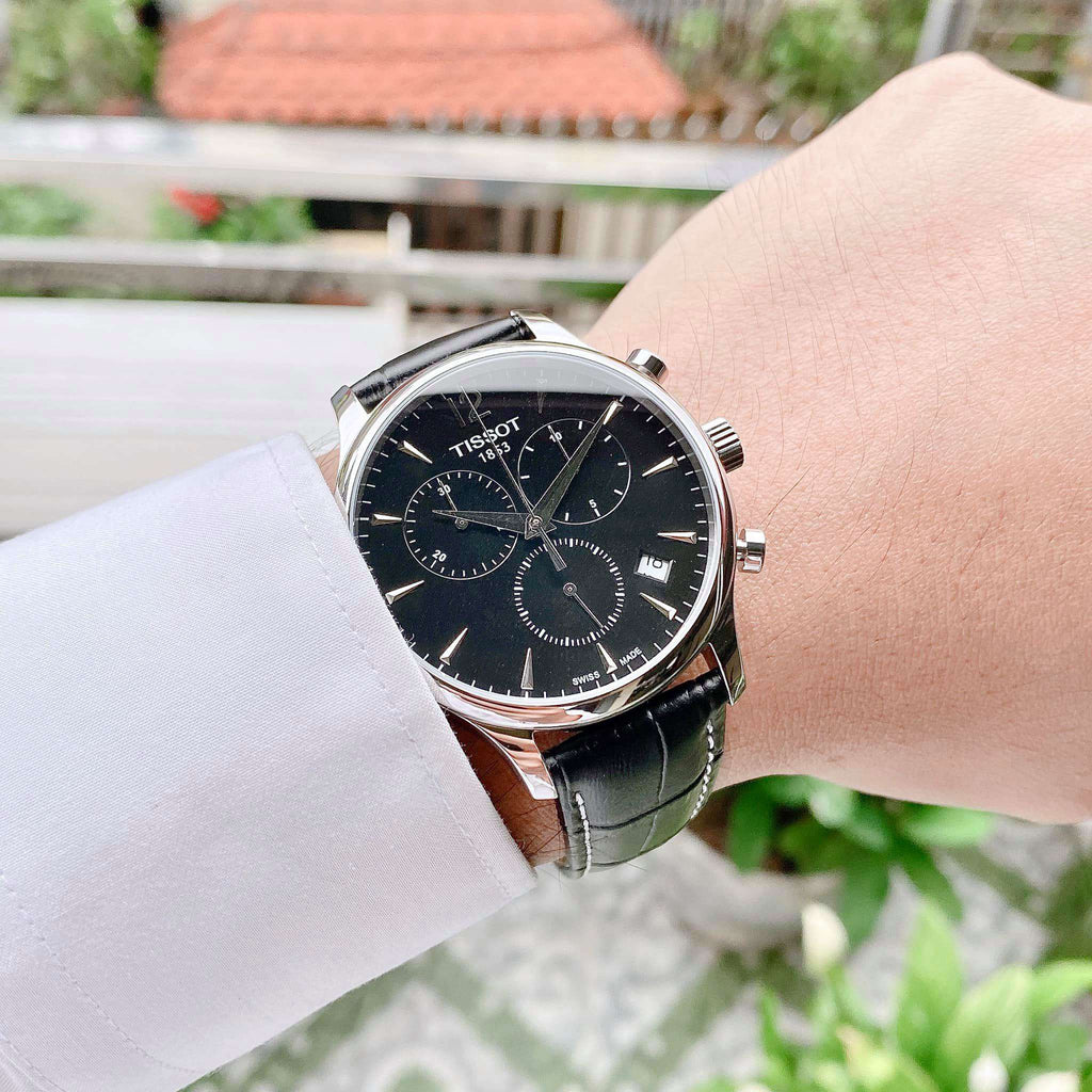 Tissot T Classic Tradition Chronograph Black Dial Black Leather Strap Watch For Men - T063.617.16.057.00 Buy Now By Tissot