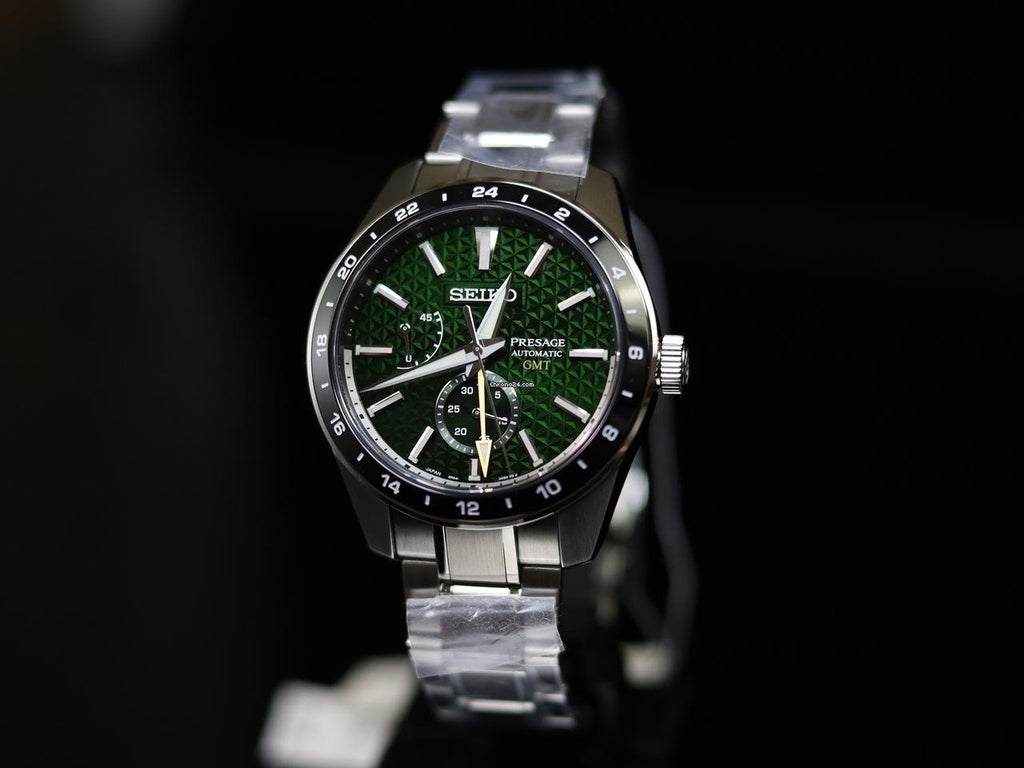 Seiko Presage Sharp Edged Series GMT Green Dial Silver Steel Strap Watch For Men - SPB219J1 Buy Now By Seiko