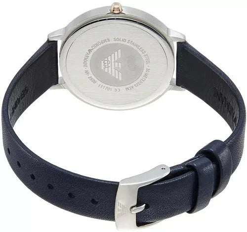 Emporio Armani Kappa White Mother of Pearl Dial Black Leather Strap Watch For Women - AR2509 Buy Now By Emporio Armani