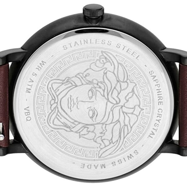 Versace V-Circle Manifesto Black Dial Maroon Leather Strap Watch for Men - VBQ040017 Buy Now By Versace