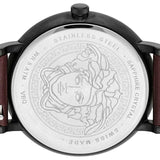 Versace V-Circle Manifesto Black Dial Maroon Leather Strap Watch for Men - VBQ040017 Buy Now By Versace