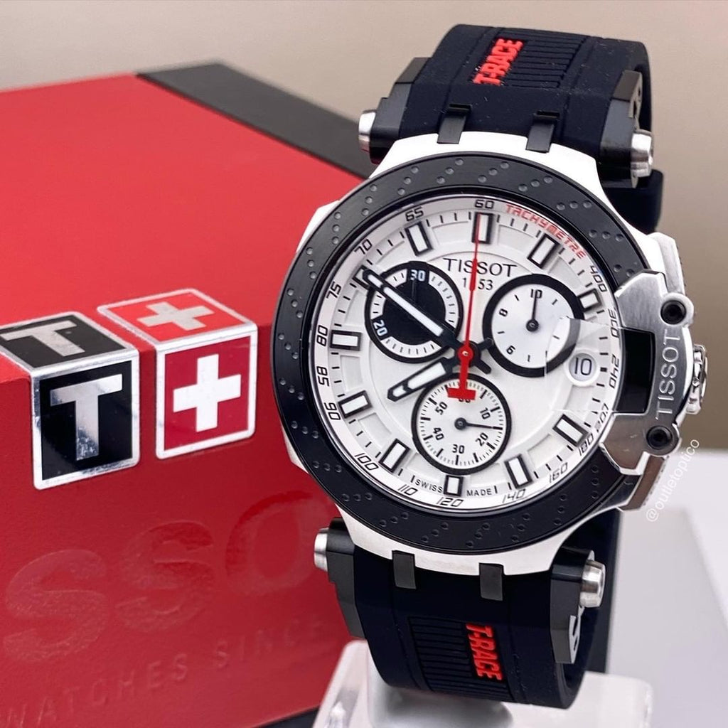 Tissot T Race Chronograph White Dial Black Silicone Strap Watch For Men - T115.417.27.011.00 Buy Now By Tissot