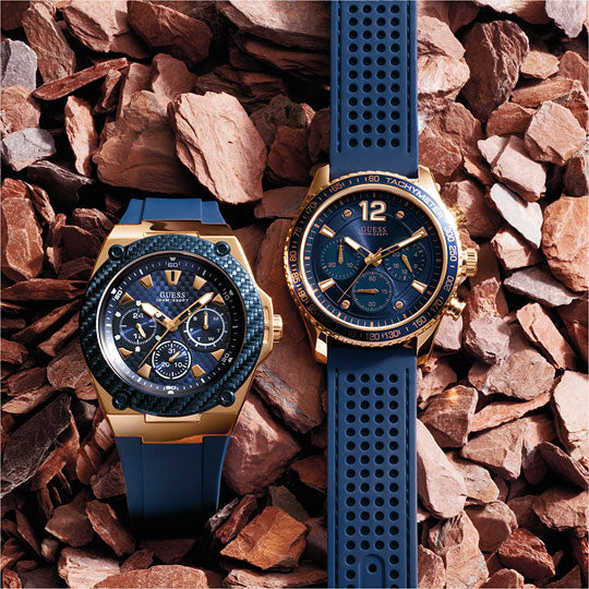 Guess Fleet Blue Dial Blue Rubber Strap Watch for Men - W0971G3 Buy Now By Guess