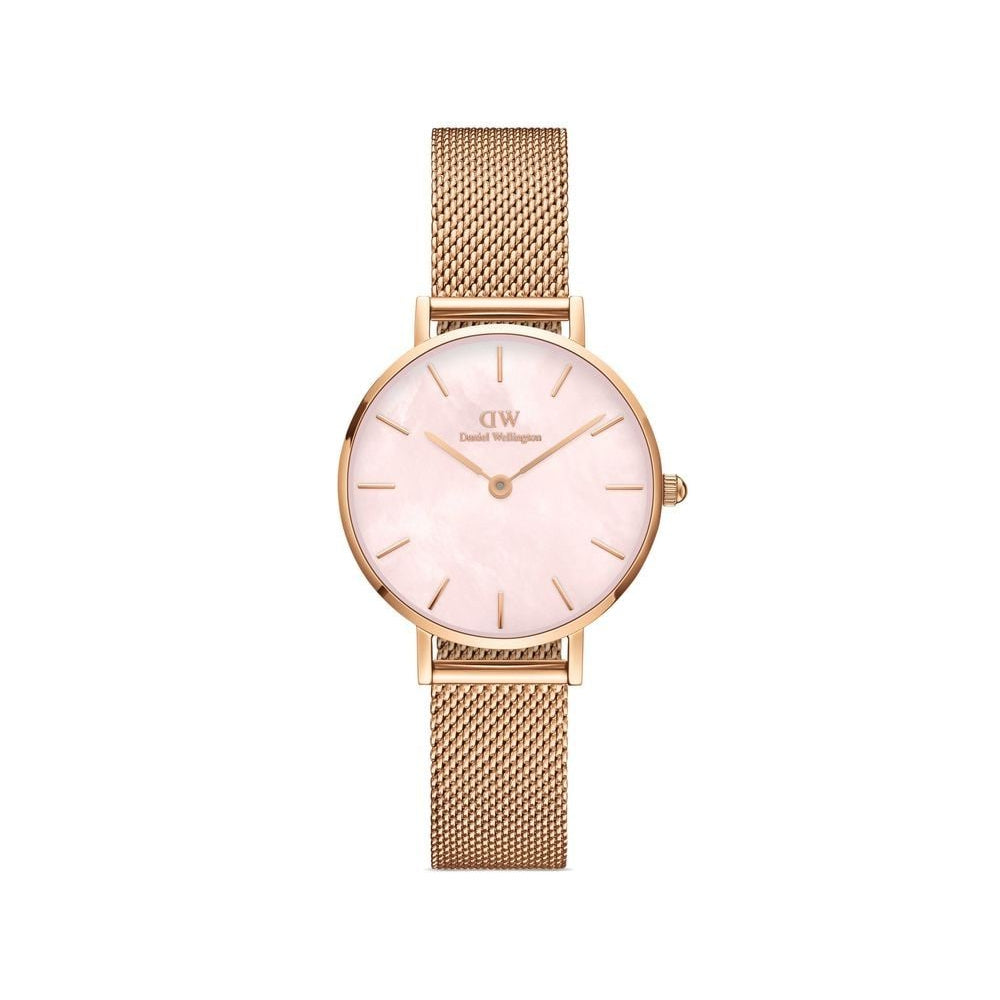 Daniel Wellington Petite Melrose Mother of Pearl Pink Dial Pink Mesh Strap Watch For Women - DW00100513 Buy Now By Daniel Wellington