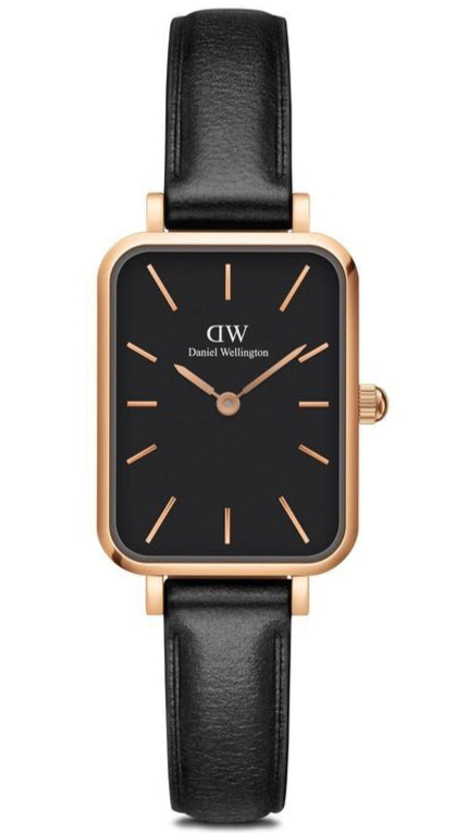 Daniel Wellington Quadro Sheffield Black Dial Black Leather Strap Watch For Women - DW00100435 Buy Now By Daniel Wellington