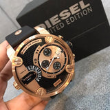 Diesel Little Daddy Black & Gold Dial Black Leather StrapWatch For Men - DZ7282 Buy Now By Diesel