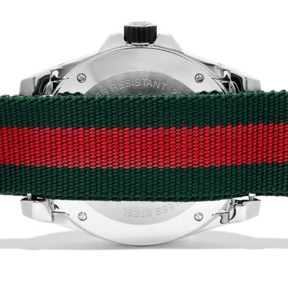 Gucci Dive White Dial Red & Green Nylon Strap Watch For Men - YA136207 Buy Now By Gucci