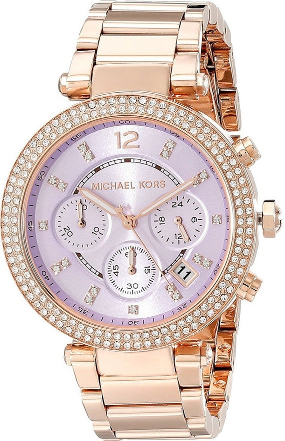 Michael Kors Parker Purple Dial Rose Gold Steel Strap Watch for Women - MK6169 Buy Now By Michael Kors