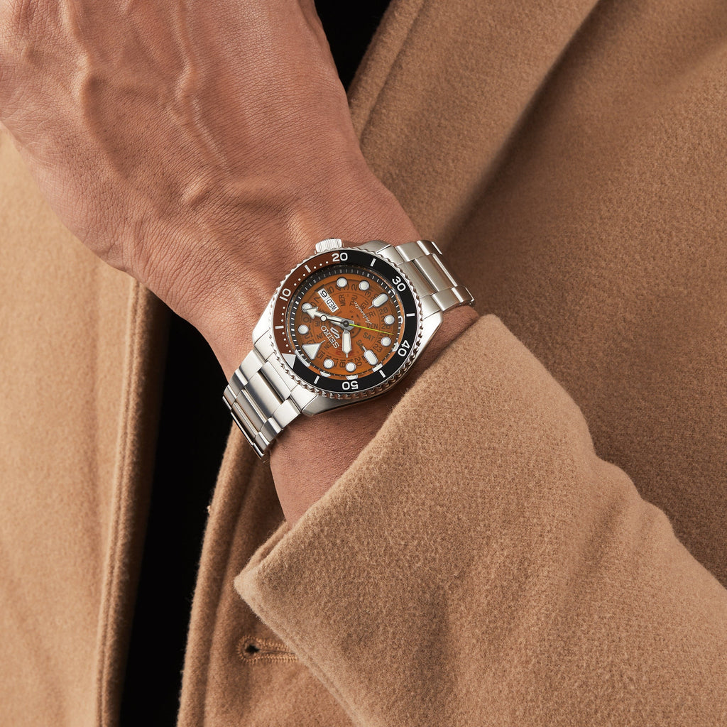 Seiko 5 Sports Sonar Special Edition Brown Dial Silver Steel Strap Watch For Men - SRPJ47K1 Buy Now By Seiko