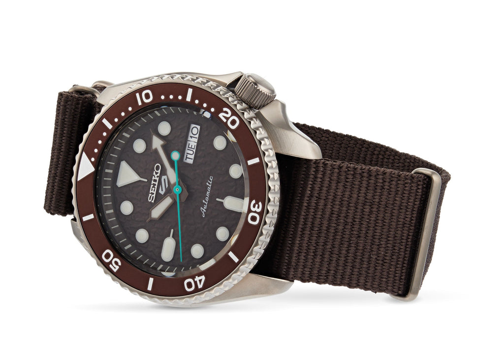Seiko 5 Sport Automatic Brown Dial Brown Nylon Strap Watch For Men - SRPD85K1 Buy Now By Seiko