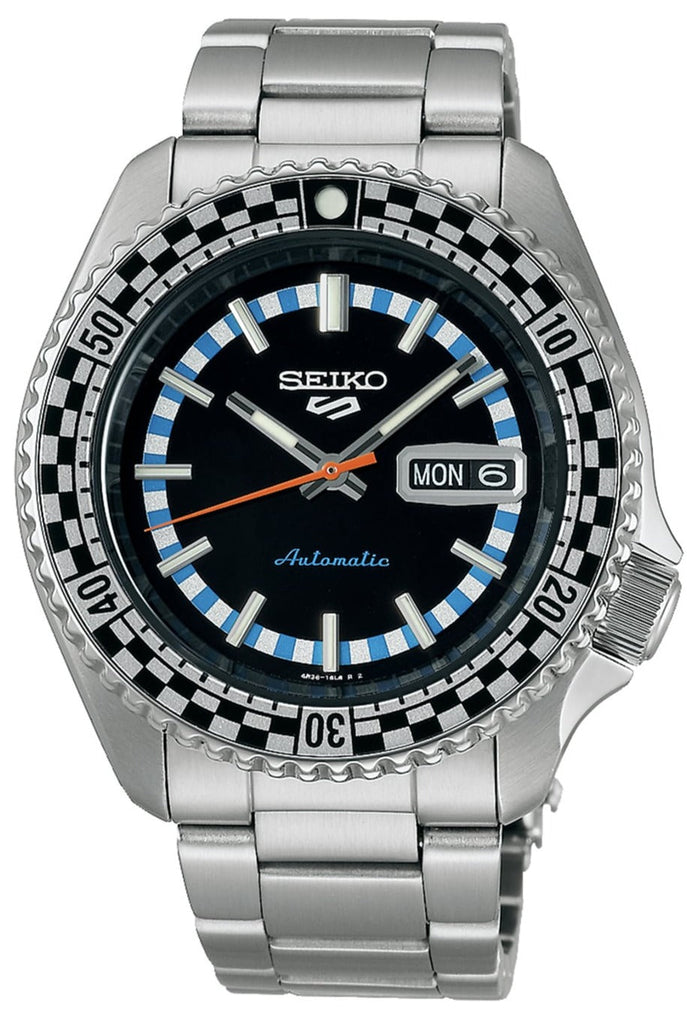 Seiko 5 Sports Checker Flag Special Edition Black Dial Silver Steel Strap Watch For Men - SRPK67K1 Buy Now By Seiko