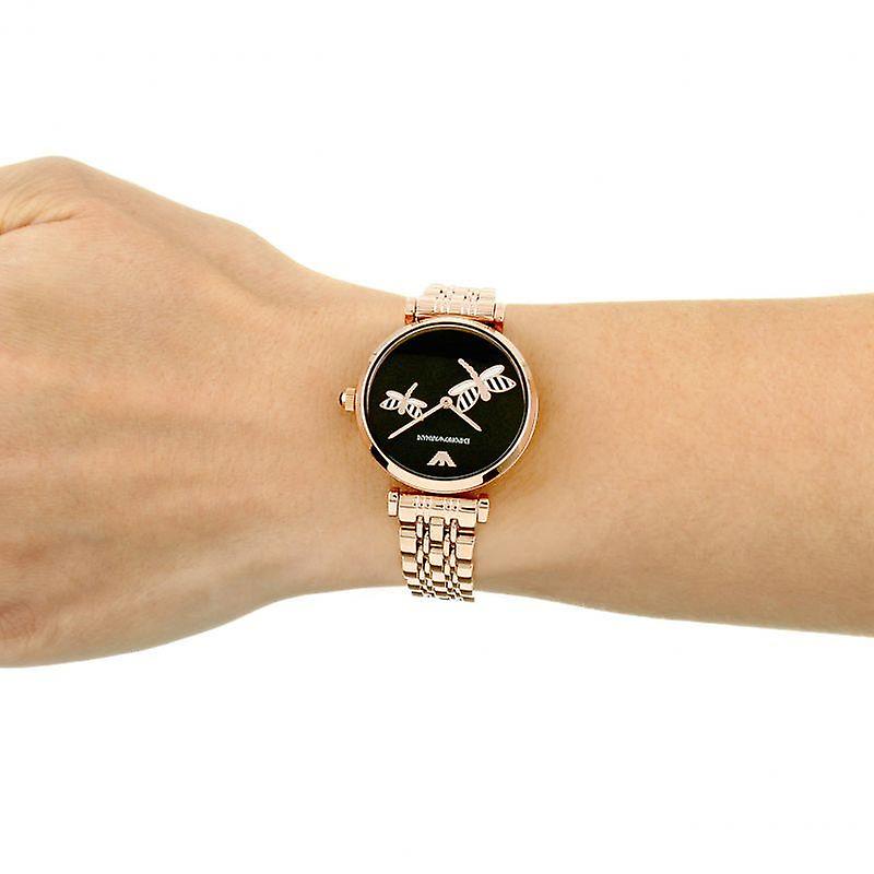 Emporio Armani Gianni T Bar Black Dial Rose Gold Steel Strap Watch For Women - AR11206 Buy Now By Emporio Armani