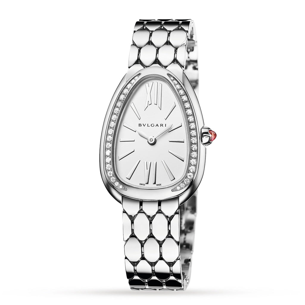 Bvlgari Serpenti Seduttori Diamonds Silver Dial Silver Steel Strap Watch for Women - SERPENTI103361 Buy Now By Bvlgari