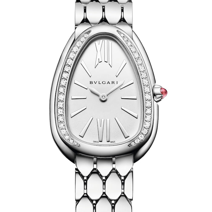 Bvlgari Serpenti Seduttori Diamonds Silver Dial Silver Steel Strap Watch for Women - SERPENTI103361 Buy Now By Bvlgari
