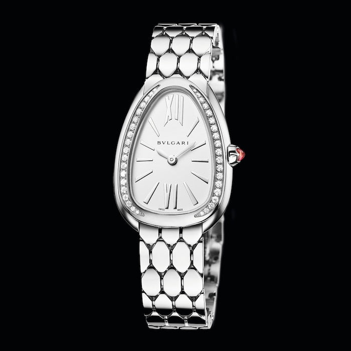 Bvlgari Serpenti Seduttori Diamonds Silver Dial Silver Steel Strap Watch for Women - SERPENTI103361 Buy Now By Bvlgari