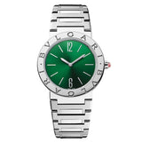 Bvlgari Bvlgari Bvlgari Lady Green Dial Silver Steel Strap Watch for Women - BVLGARI103693 Buy Now By Bvlgari