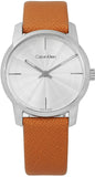Calvin Klein City Silver Dial Orange Leather Strap Watch for Women - K2G231G6 Buy Now By Calvin Klein