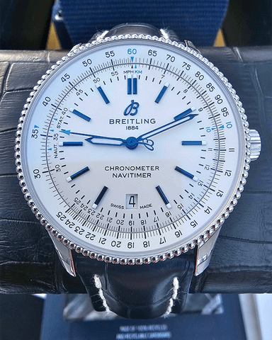 Breitling Navitimer Automatic 41mm White Dial Blue Leather Strap Watch for Men - A173263A1G1P1 Buy Now By Breitling