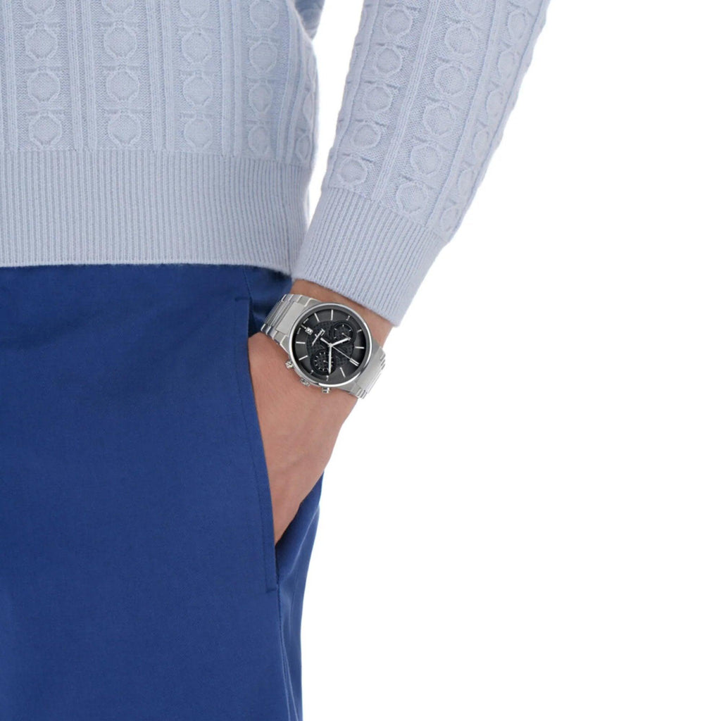 Salvatore Ferragamo Sapphire Chrono Black Dial Silver Steel Strap Watch for Men - SFME00321 Buy Now By Salvatore Ferragamo