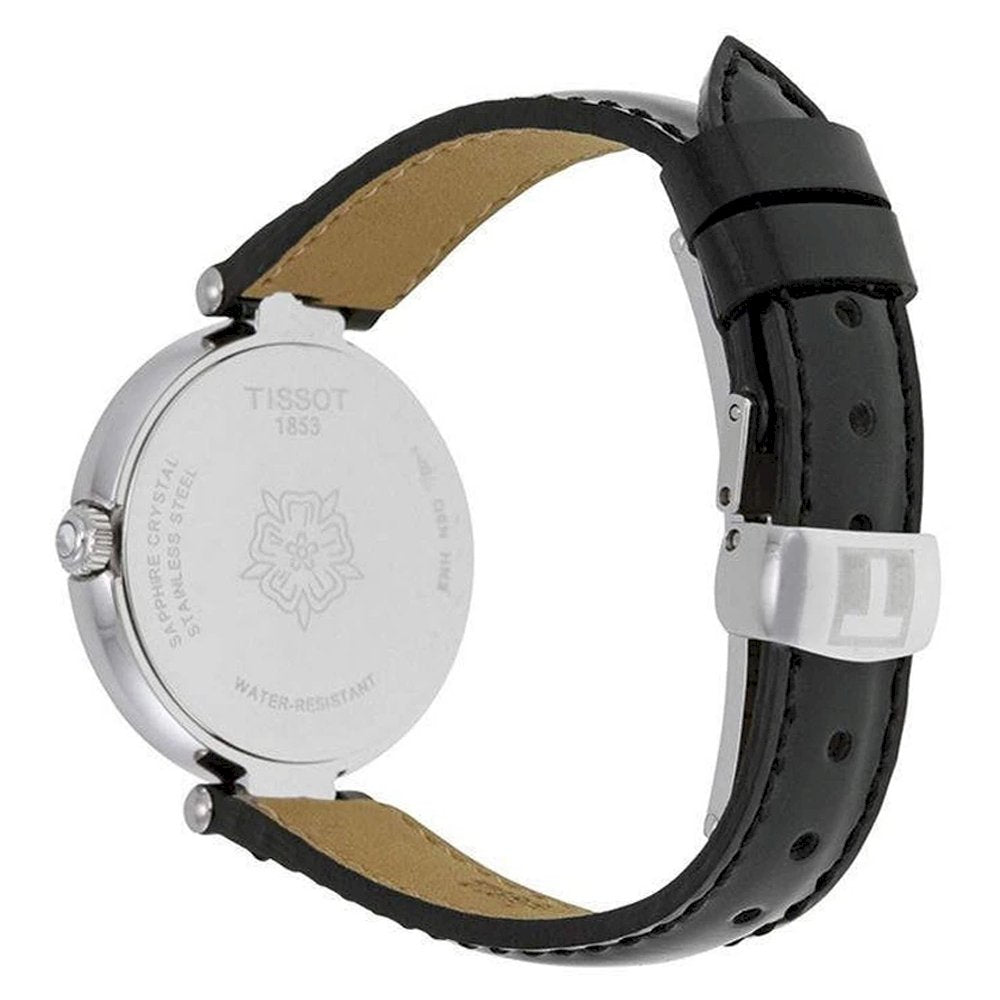Tissot T Lady Flamingo Black Dial Black Leather Strap Watch For Women - T094.210.16.051.00 Buy Now By Tissot