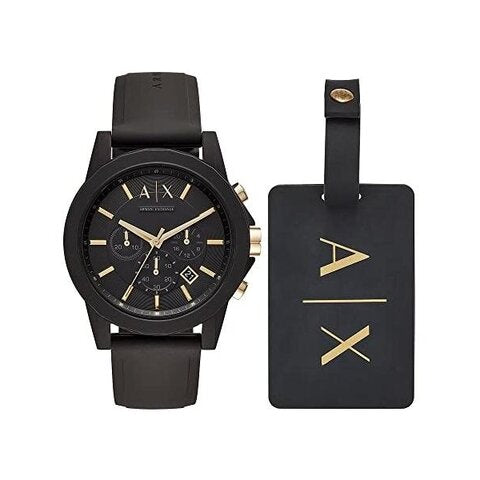 Armani Exchange Outerbanks Chronograph Black Dial Black Steel Strap Watch For Men - AX7105 Buy Now By Armani Exchange