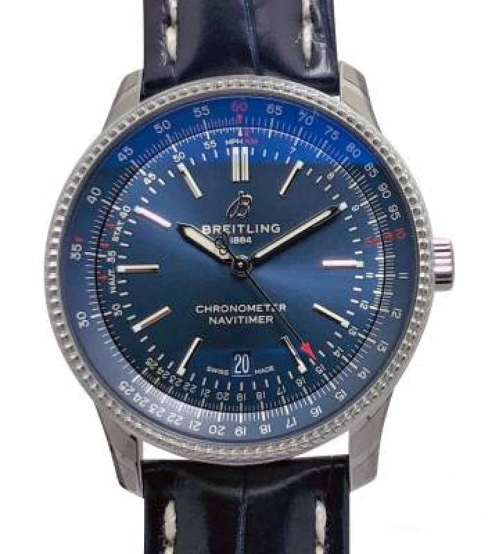 Breitling Navitimer Automatic 41 Blue Dial Blue Leather Strap Watch for Men - A17326161C1P3 Buy Now By Breitling