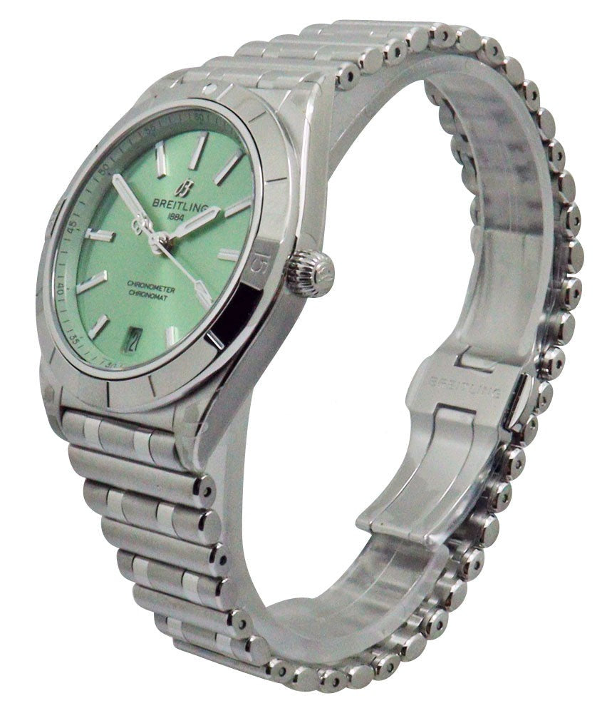 Breitling Chronomat Automatic 36 Green Dial Silver Steel Strap Watch for Women - A10380101L1A1 Buy Now By Breitling