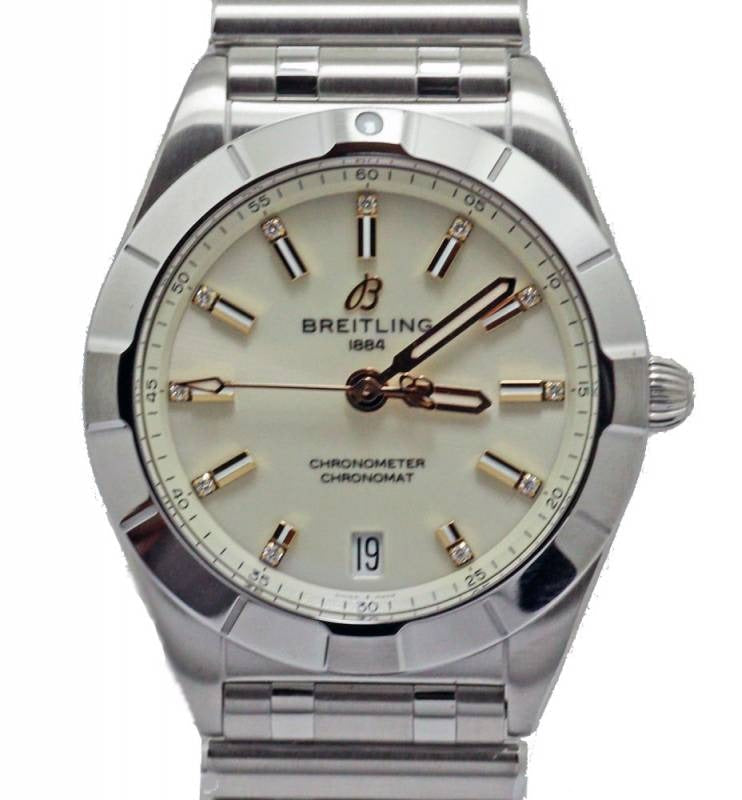 Breitling Chronomat 32 Diamonds White Dial Silver Steel Strap Watch for Women - A77310101A3A1 Buy Now By Breitling