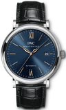 IWC Portofino Automatic Blue Dial Black Leather Strap Watch for Men - IW356523 Buy Now By IWC
