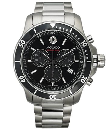 Movado Series 800 Chronograph Black Dial Silver Steel Strap Watch For Men - 2600142 Buy Now By Movado